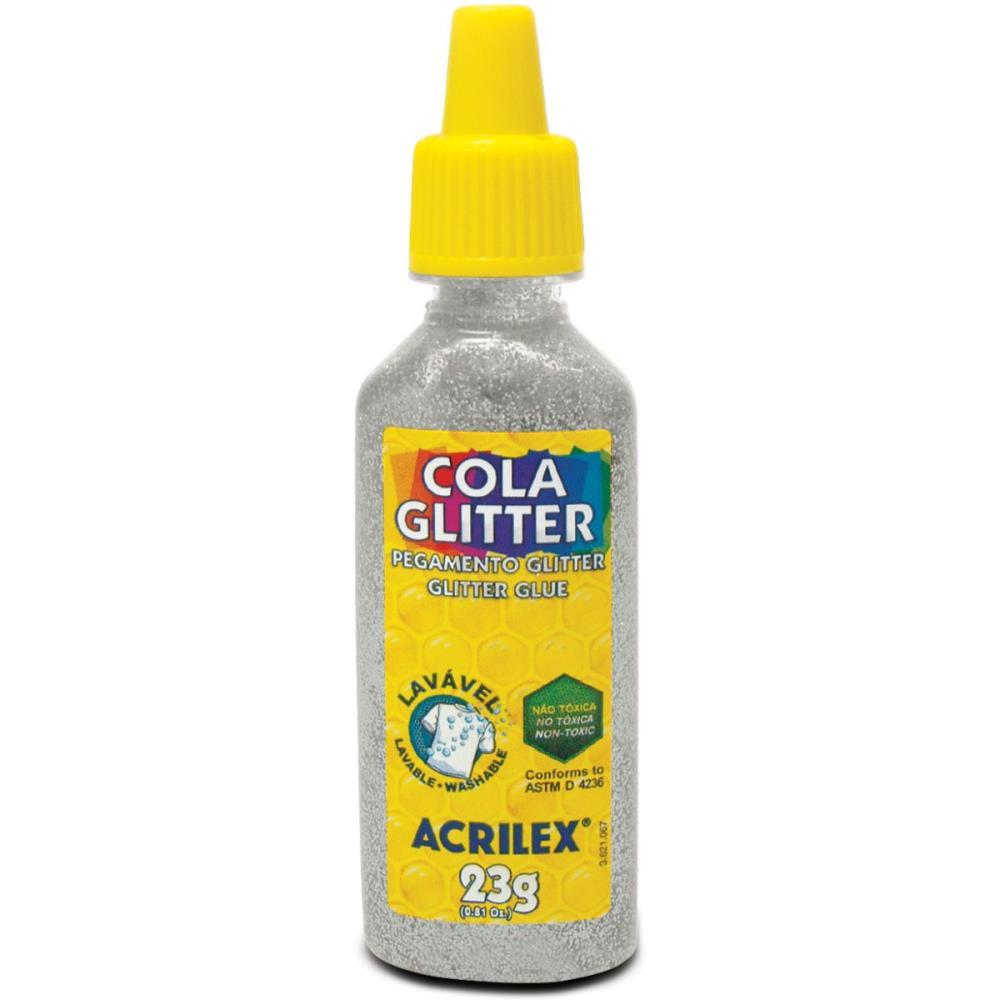 COLA COM GLITTER TUBO 23G. PRATA ACRILEX DUZIA
