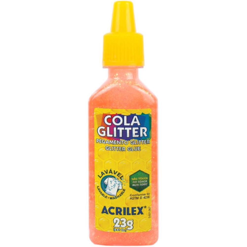 COLA COM GLITTER TUBO 23G. LARANJA ACRILEX DUZIA