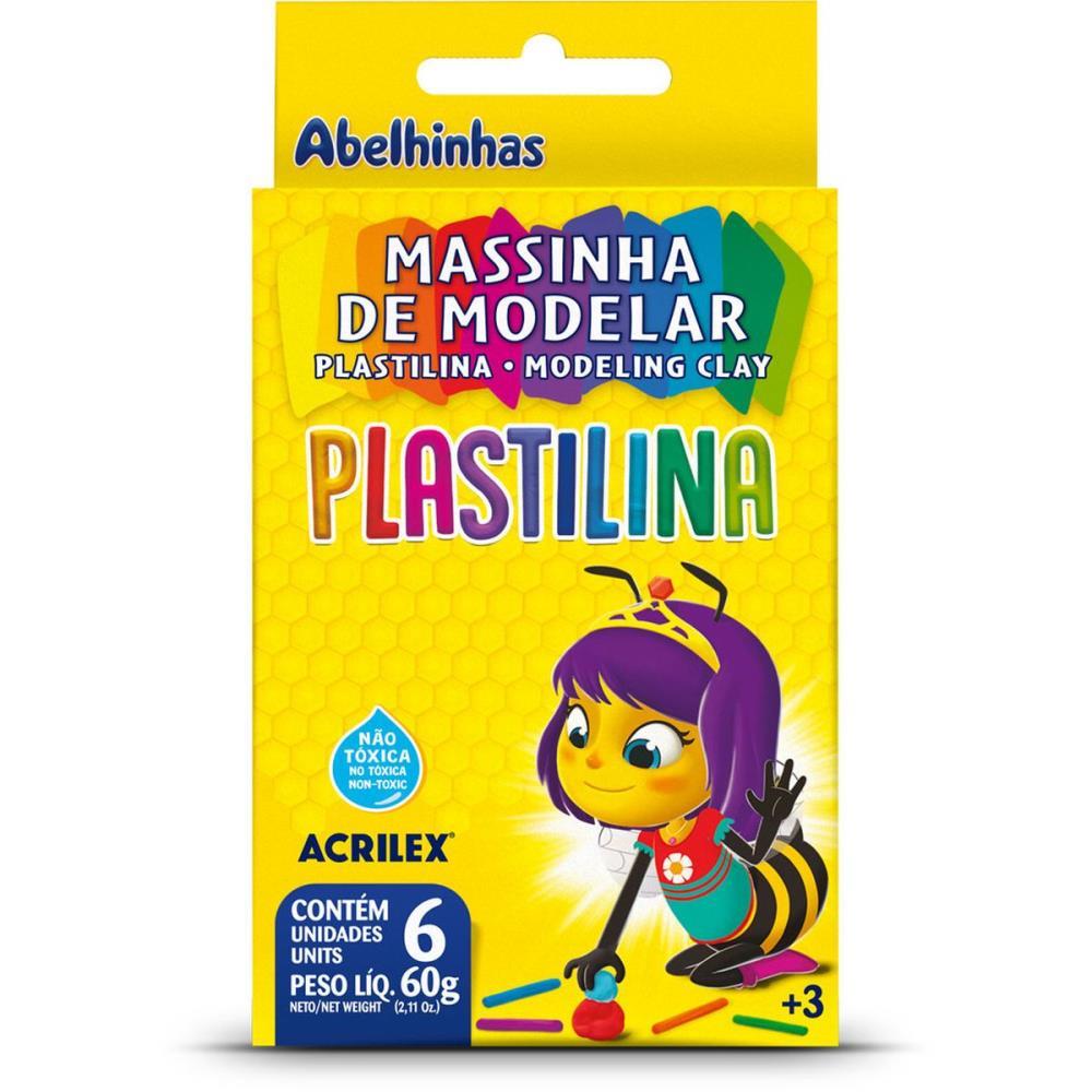 MASSA PARA MODELAR PLASTILINA C/06 CORES 90G ACRILEX PCT.C/12