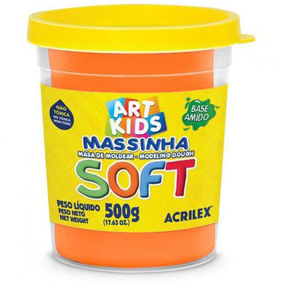 MASSA PARA MODELAR SOFT 500G.LARANJA BS.AMIDO ACRILEX POTE