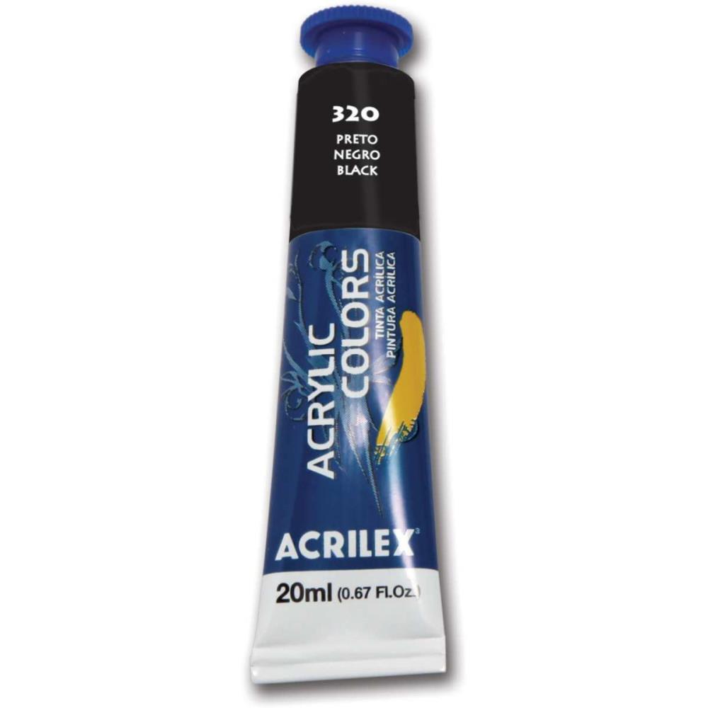 TINTA ACRILICA ACRYLIC COLORS 20ML PRETO ACRILEX CX.C/06