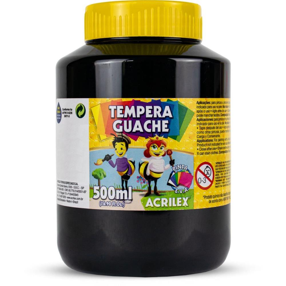 TINTA GUACHE 500ML PRETO ACRILEX UNIDADE
