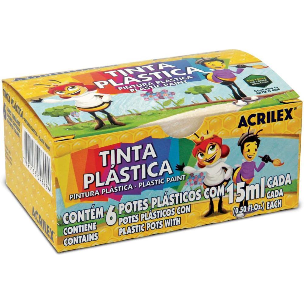 TINTA PLASTICA 06 CORES 15ML ACRILEX PCT.C/12