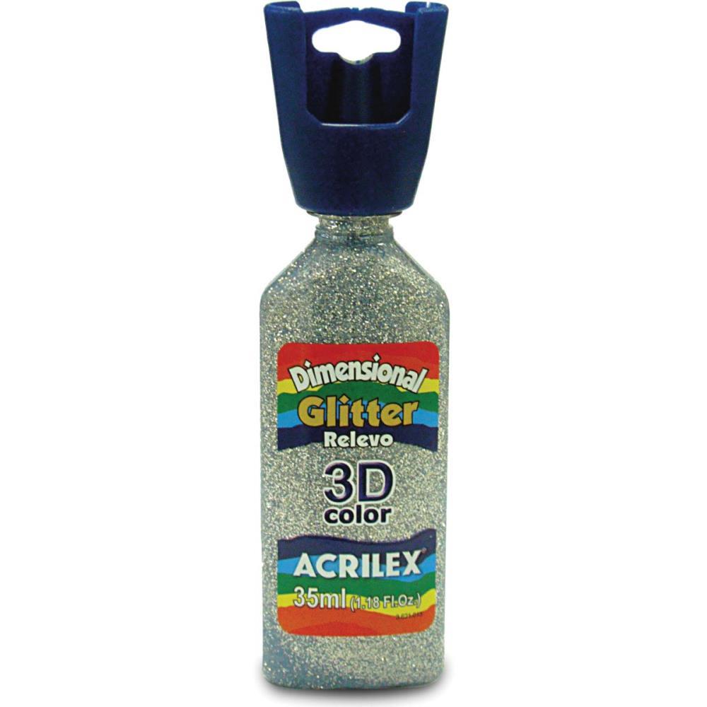 TINTA RELEVO DIMENSIONAL GLITTER PRATA 35ML ACRILEX PCT.C/06