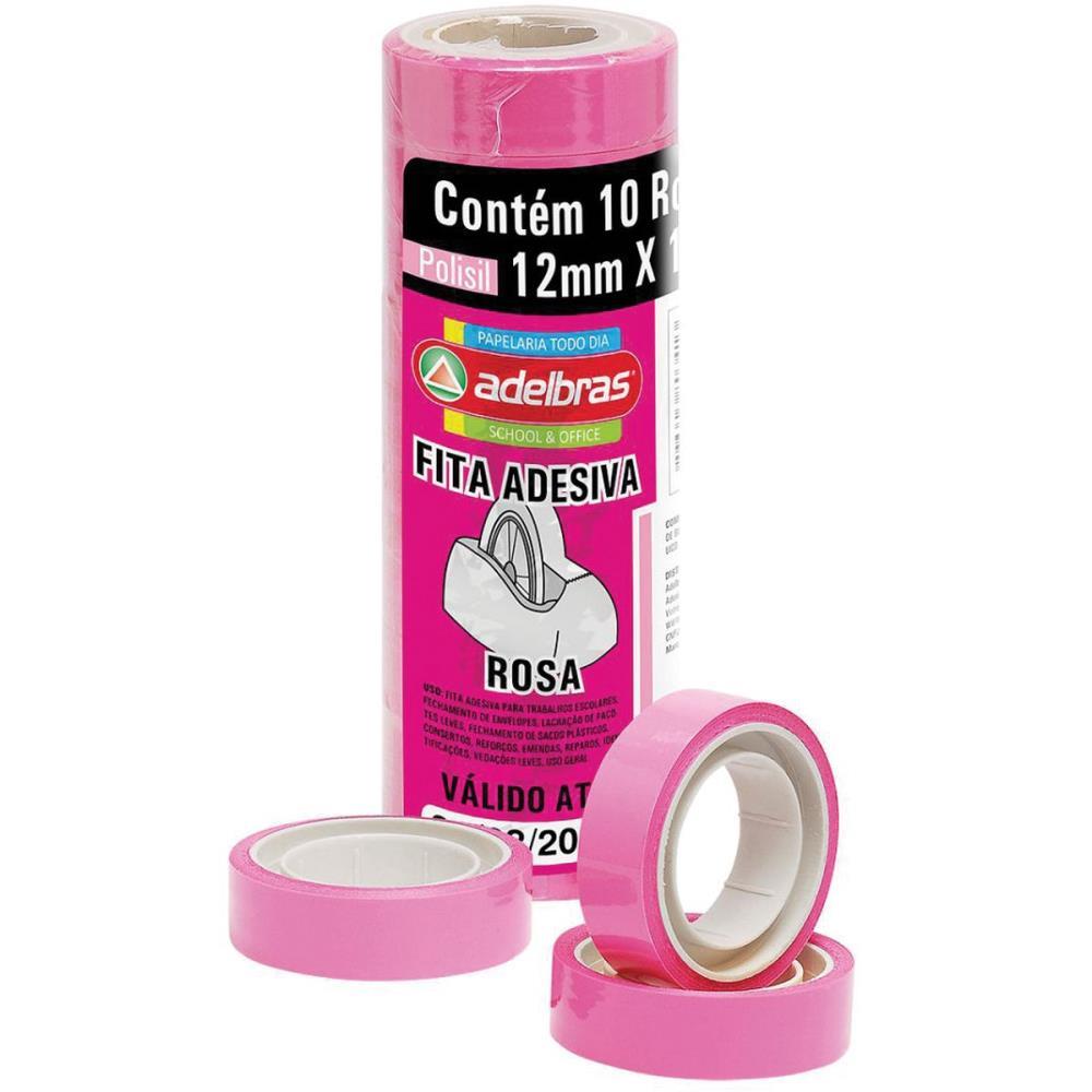 FITA ADESIVA POLISIL 12MMX10M.ROSA ADELBRAS PCT.C/10