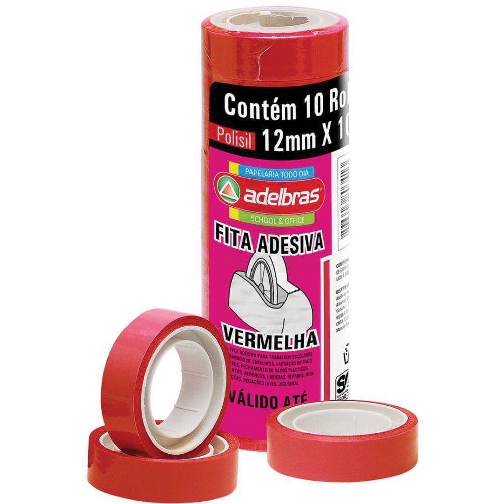 FITA ADESIVA POLISIL 12MMX10M.VERMELHO ADELBRAS PCT.C/10