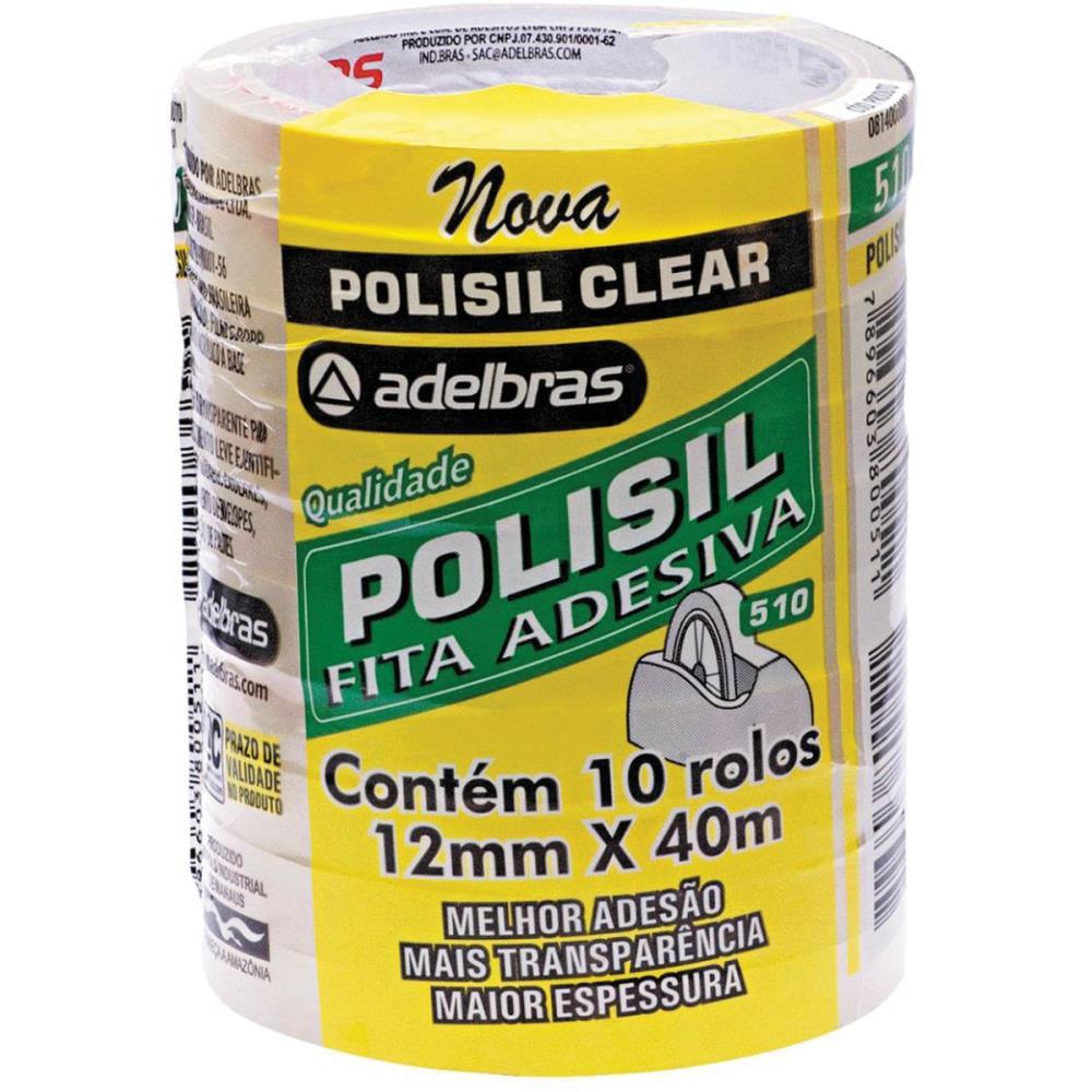 FITA ADESIVA POLISIL 12MMX40M.TRANSP.GR. ADELBRAS PCT.C/10