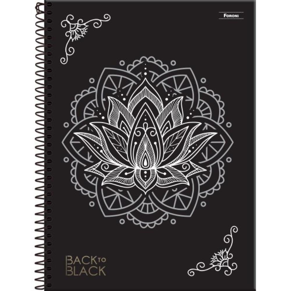 CADERNO 01X1 CAPA DURA BACK TO BLACK 80FLS. FORONI PCT.C/04
