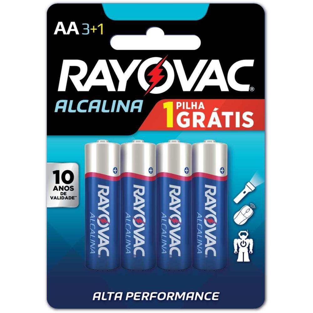 PILHA ALCALINA PEQUENA AA LEVE 4 PAGUE 3 RAYOVAC BL.C/04