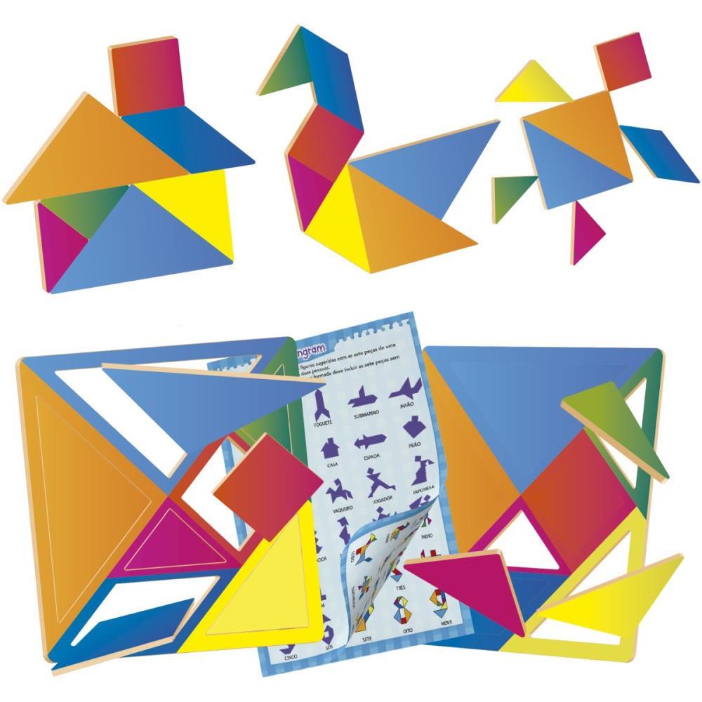 BRINQUEDO PEDAGOGICO MADEIRA TANGRAM 14 PECAS 65 FIGURINHAS BRINC. DE CRIANCA UNIDADE