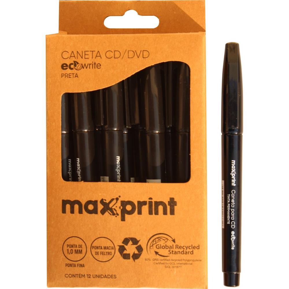 CANETA PARA CD 1.0MM ECOWRITE CD/DVD PRETA MAXPRINT CX.C/12