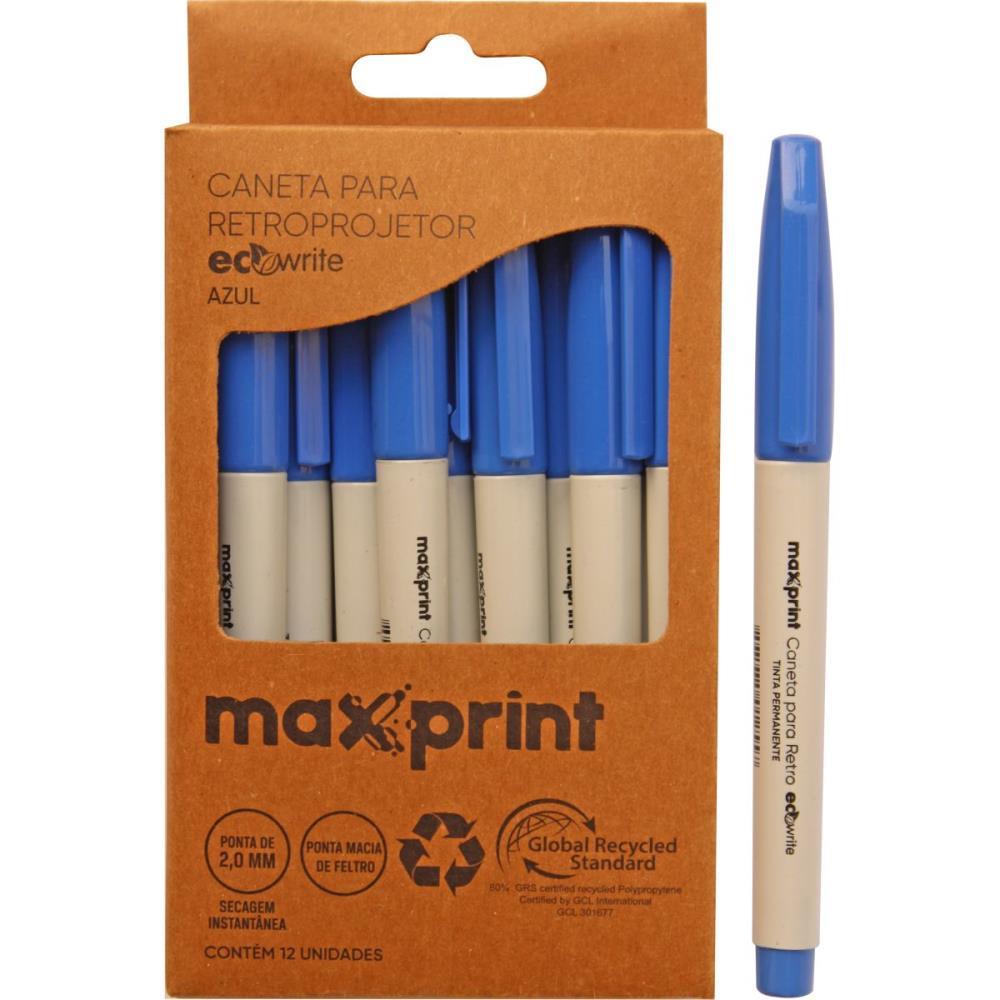 CANETA RETROPROJETOR 2.0MM ECOWRITE  AZUL MAXPRINT CX.C/12