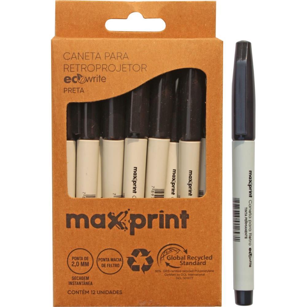CANETA RETROPROJETOR 2.0MM ECOWRITE PRETA MAXPRINT CX.C/12