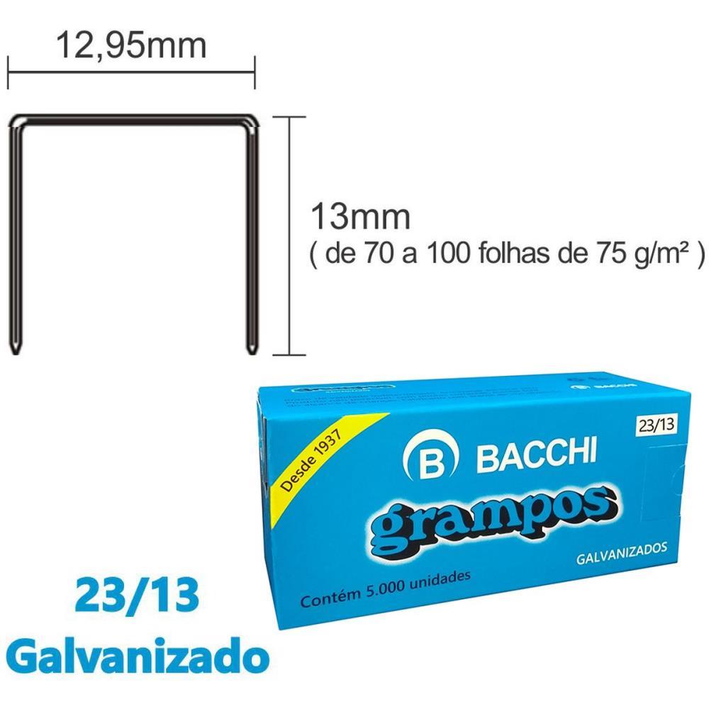 GRAMPO PARA GRAMPEADOR 23/13 GALVANIZADO 5000 GRAMPOS BACCHI CAIXA