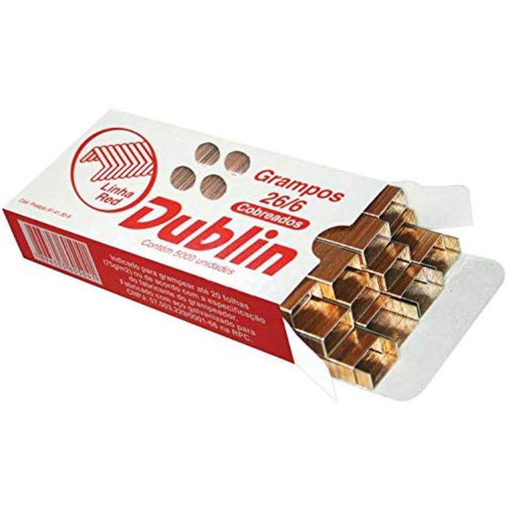 GRAMPO PARA GRAMPEADOR 26/6 COBREADO 5000 DUBLIN ACC CAIXA
