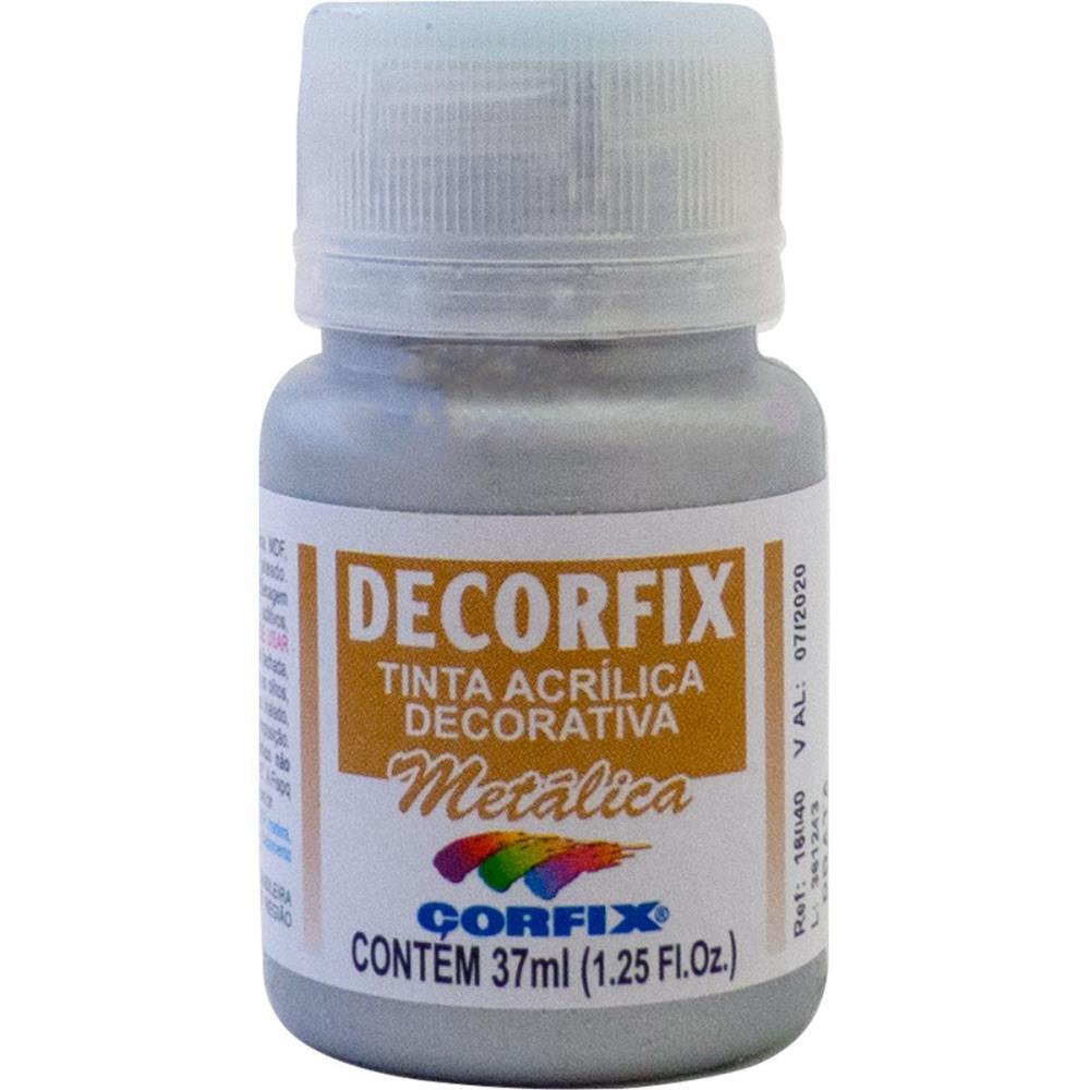 TINTA ACRILICA DECORFIX METALICA 37ML PRATA CORFIX CX.C/06