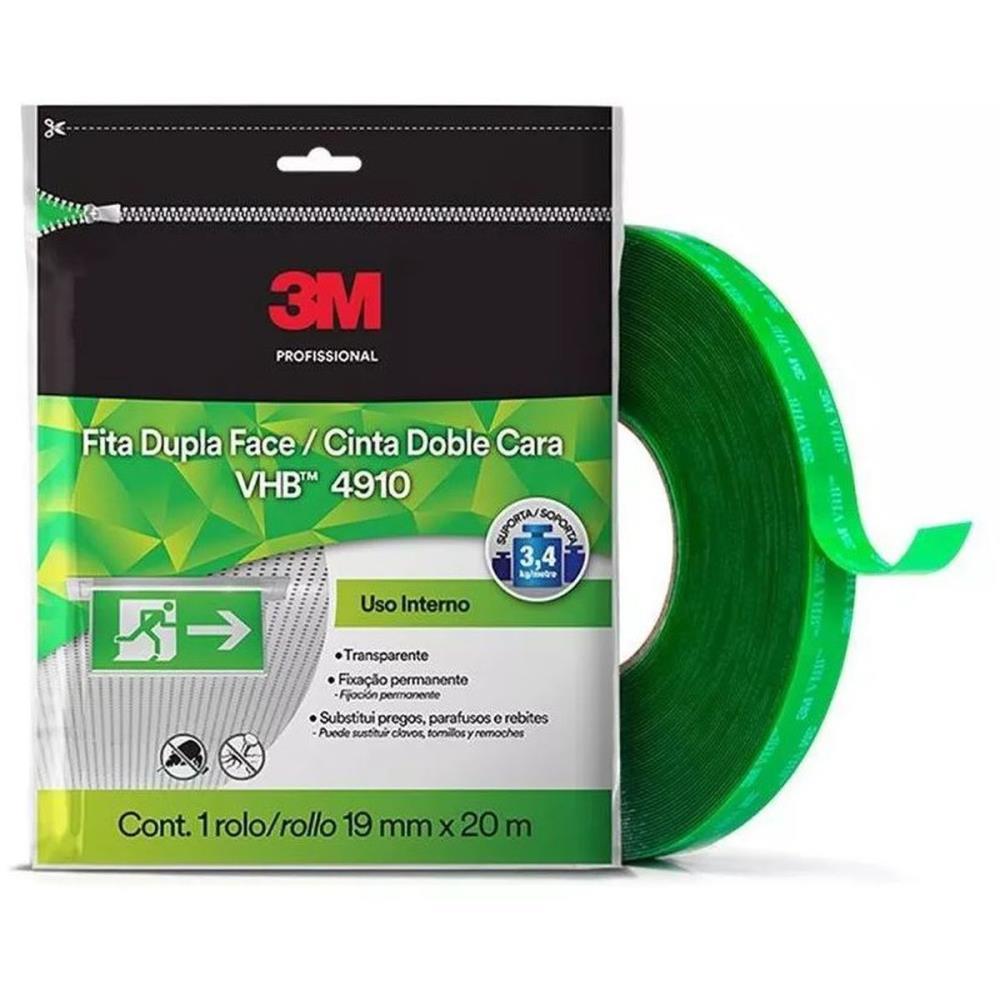 FITA DUPLA FACE 19MMX20M VHB 4910 3M UNIDADE