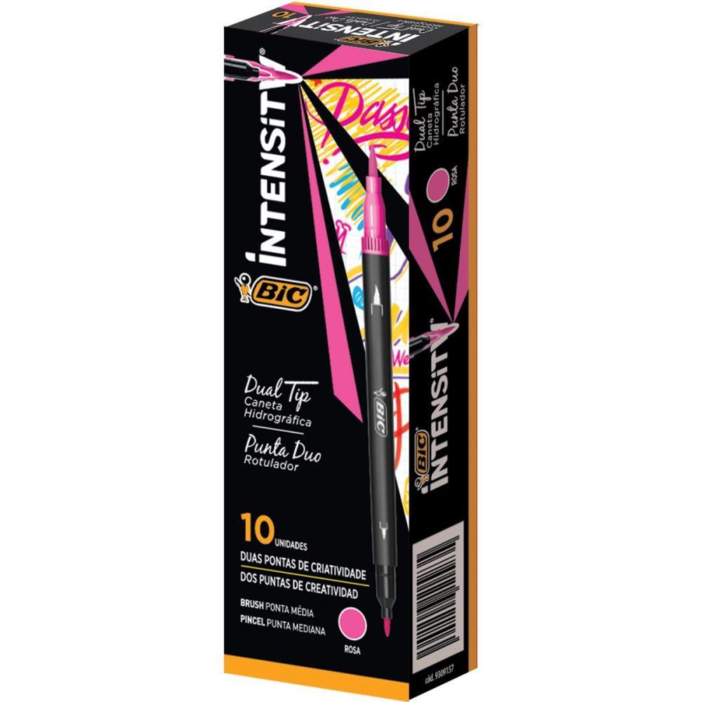 CANETA COM PONTA POROSA INTESITY 2 PONTAS ROSA BIC CX.C/10