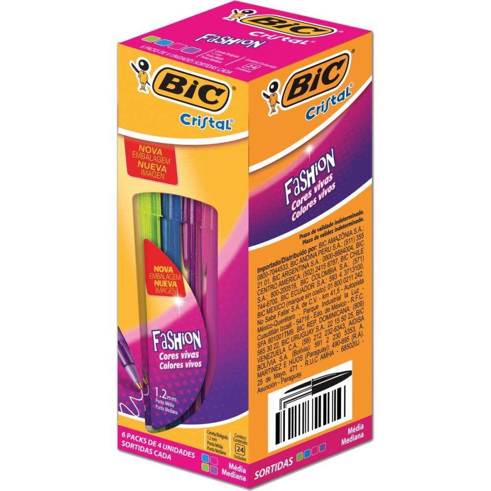 CANETA ESFEROGRAFICA CRISTAL FASHION PACK 04 CORES BIC CX.C/06