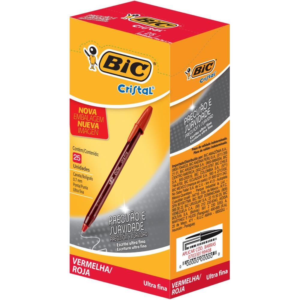CANETA ESFEROGRAFICA CRISTAL ULTRA FINE VERMELHA BIC CX.C/25