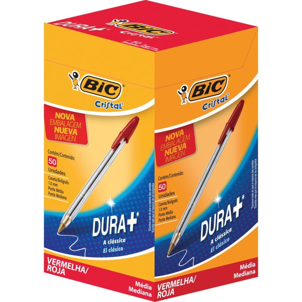 CANETA ESFEROGRAFICA CRISTAL VERMELHA BIC CX.C/50