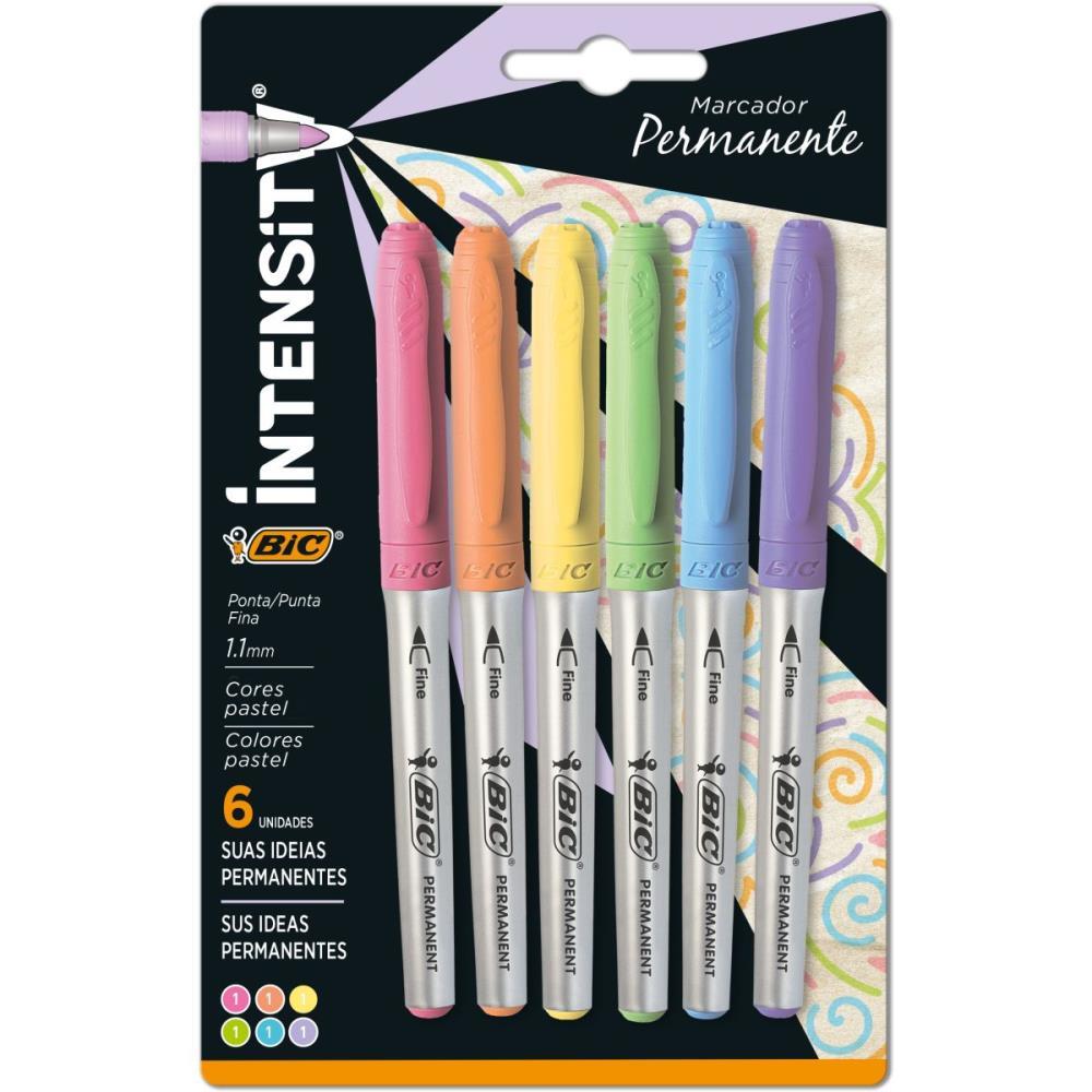 PINCEL MARCADOR PERMANENTE MARKING 1.1MM TONS PASTEL BIC BL.C/06