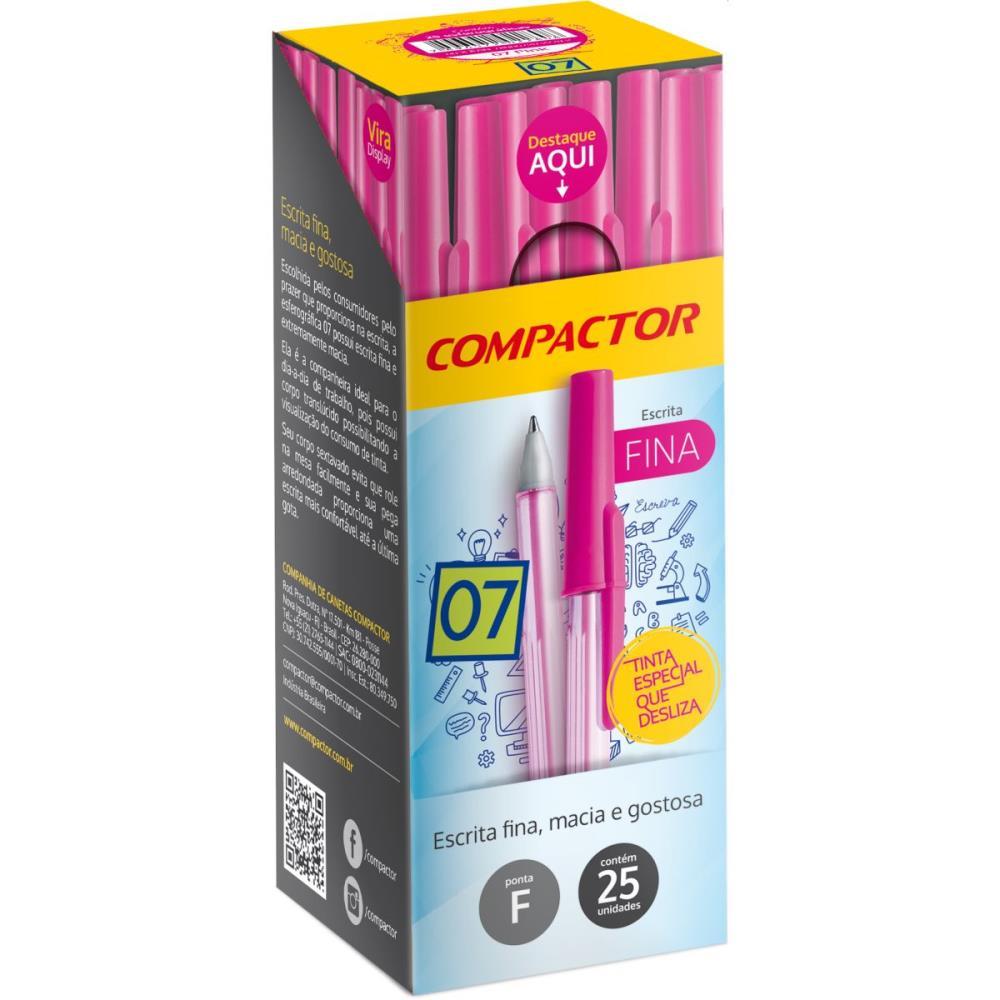 CANETA ESFEROGRAFICA 0,7MM PINK COMPACTOR CX.C/25