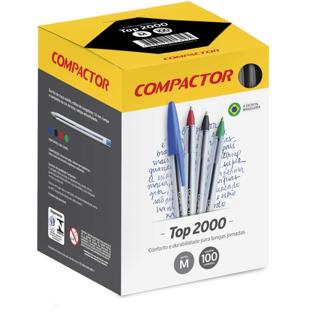 CANETA ESFEROGRAFICA TOP 2000 PRETA COMPACTOR CX.C/100