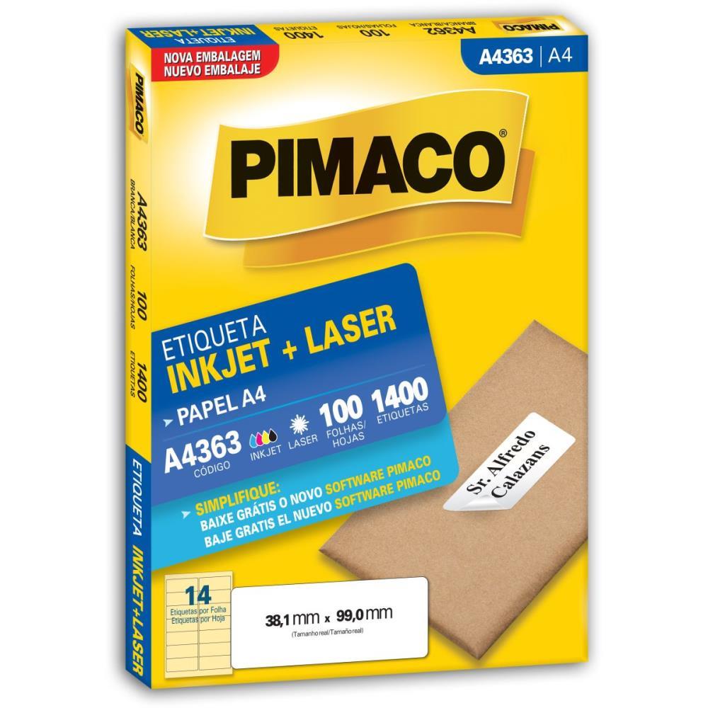 ETIQUETA A4 A4363 100 FLS 38,1 X 99,0 MM PIMACO CX.C/1400
