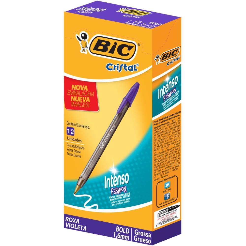 CANETA ESFEROGRAFICA CRISTAL BOLD FASHION ROXA BIC CX.C/12