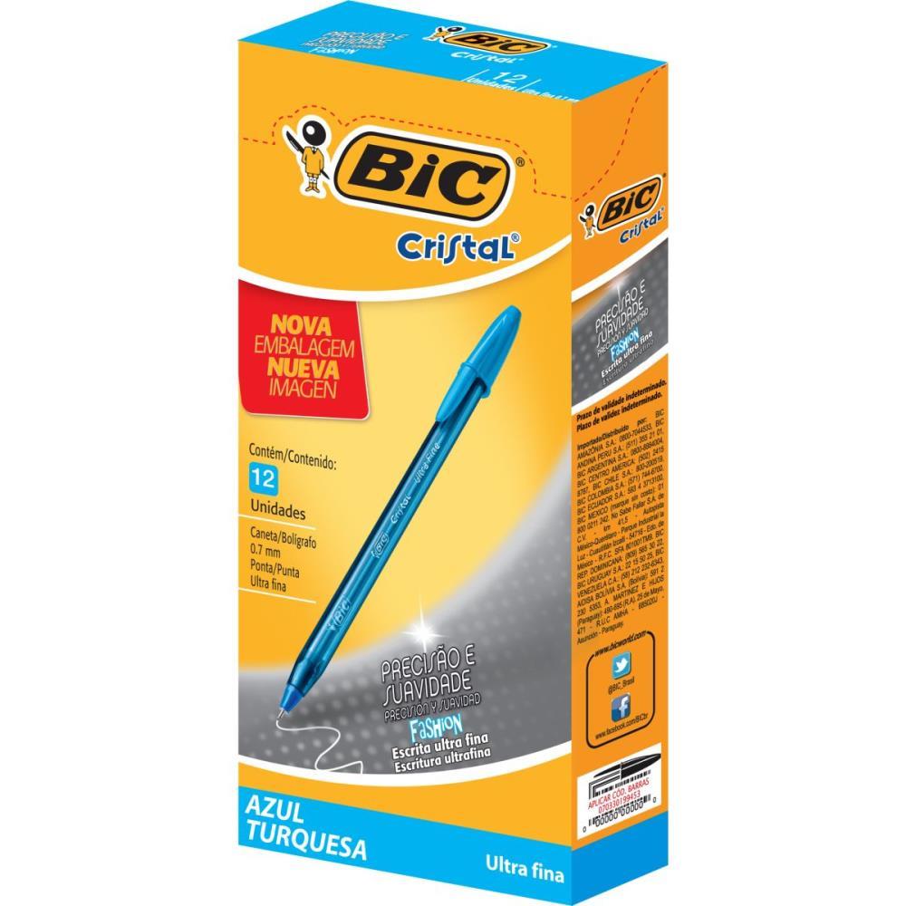CANETA ESFEROGRAFICA CRISTAL FASHION FINE AZUL BIC CX.C/12