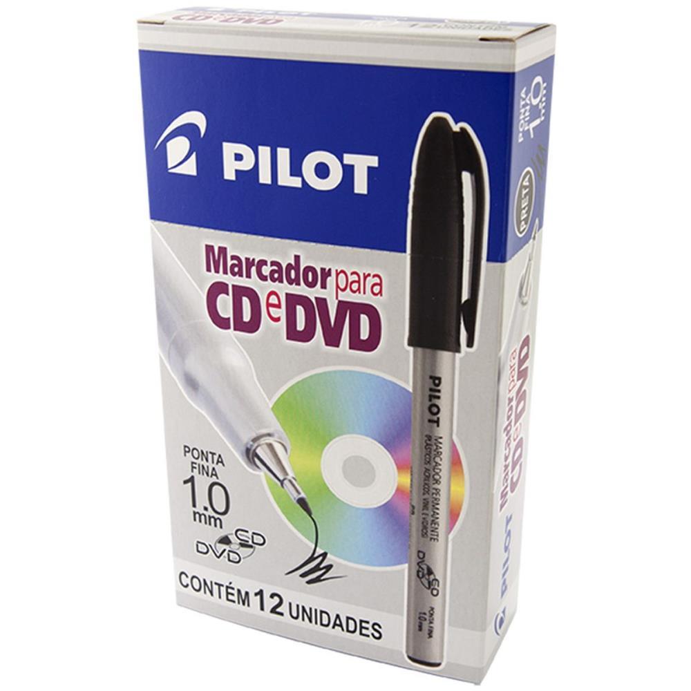 CANETA PARA CD 1.0MM PONTA FINA PRETA PILOT CX.C/12