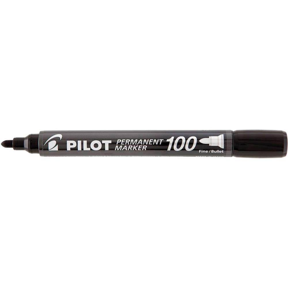 PINCEL MARCADOR PERMANENTE SCA 100 PONTA REDONDA PRETO PILOT CX.C/12