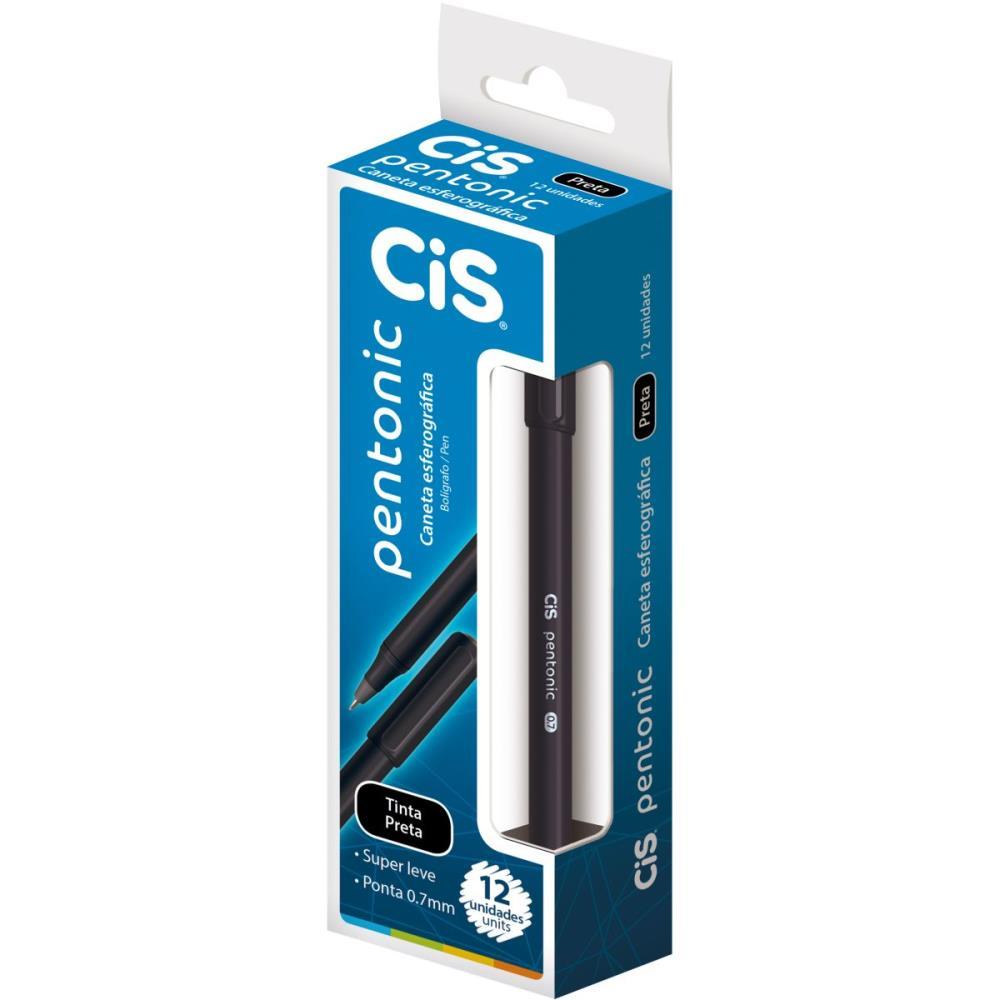 CANETA ESFEROGRAFICA CIS PENTONIC 0,7MM PRETA SERTIC CX.C/12