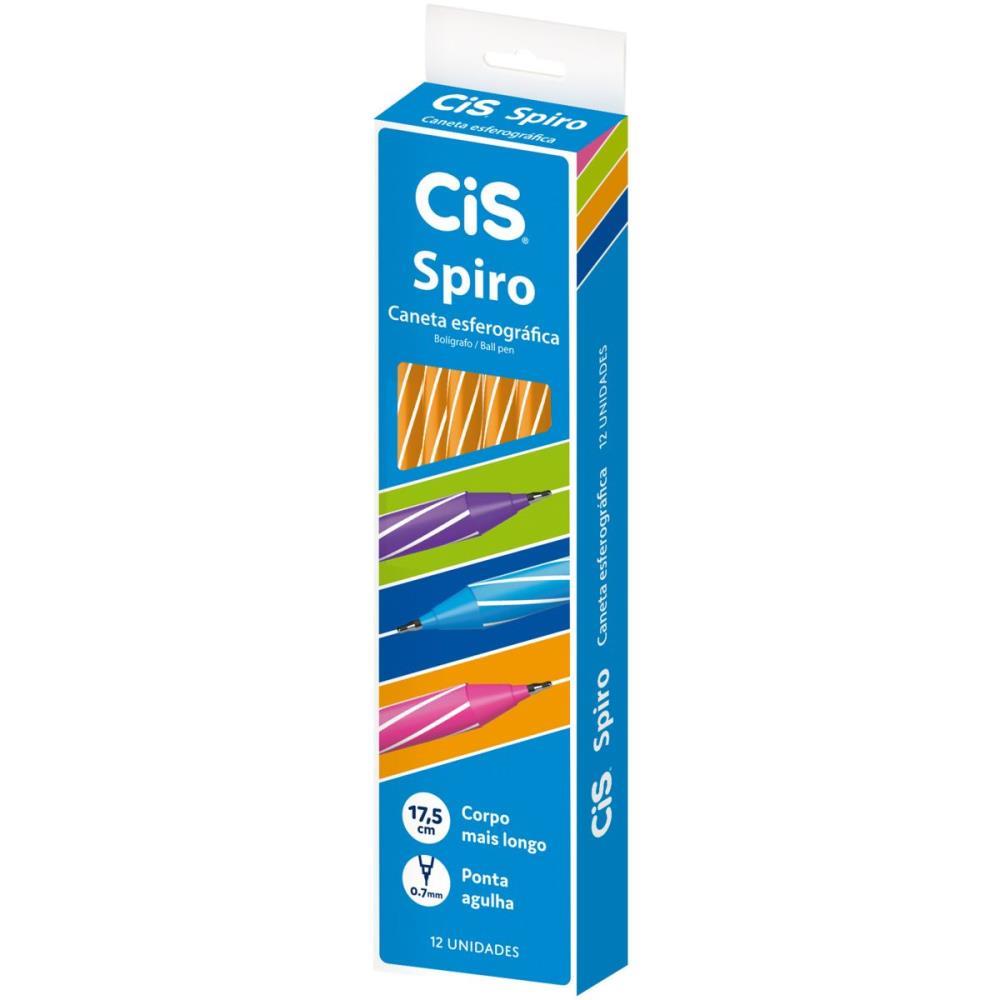 CANETA ESFEROGRAFICA CIS SPIRO 0,7MM LARANJA SERTIC CX.C/12