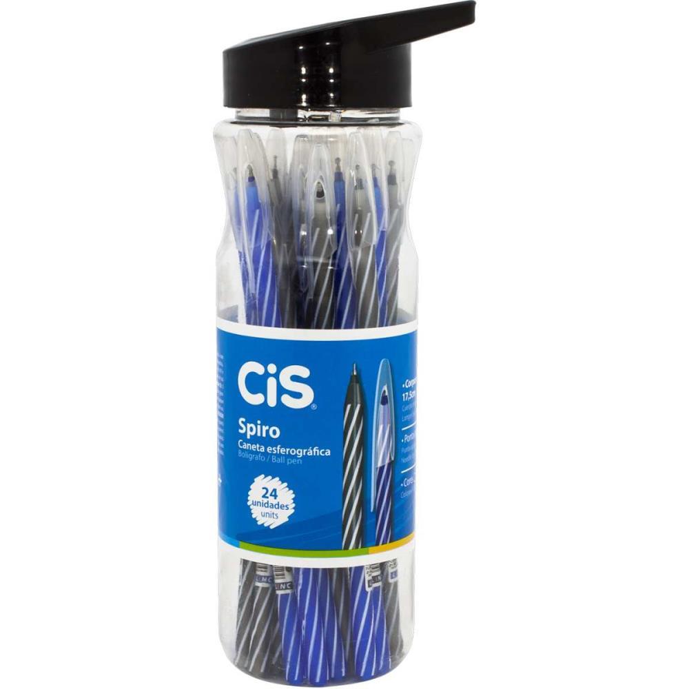 CANETA ESFEROGRAFICA CIS SPIRO 0,7MM AZUL E PRETA SERTIC POTE-24