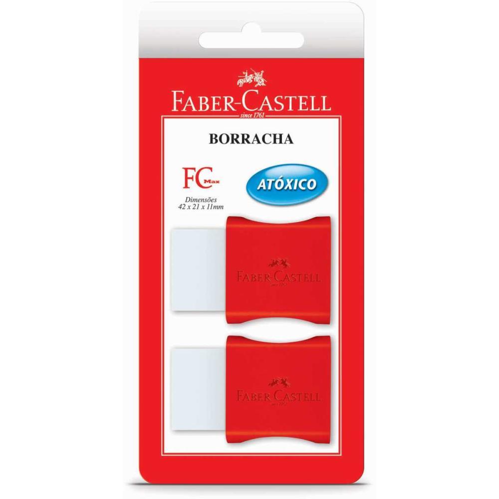 BORRACHA BRANCA FC MAX PEQUENA PLASTICA VERMEL FABER-CASTELL BL.C/02