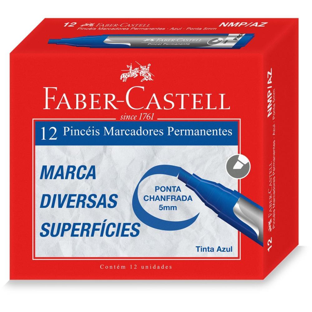 PINCEL MARCADOR PERMANENTE AZUL FABER-CASTELL CX.C/12