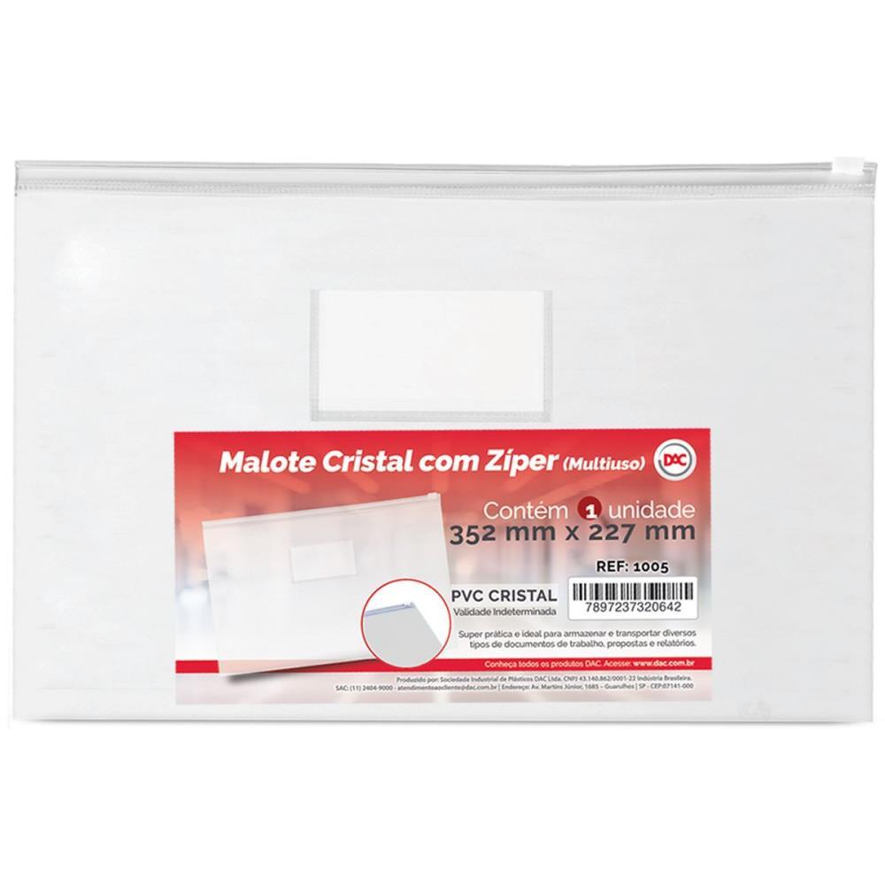 PASTA MALOTE CRISTAL C/ZIPER 352X227MM DAC PCT.C/05