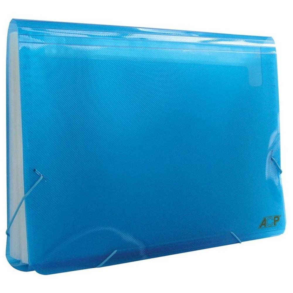 PASTA SANFONADA PLASTICA A4 12 DIVISOES AZUL ACP UNIDADE
