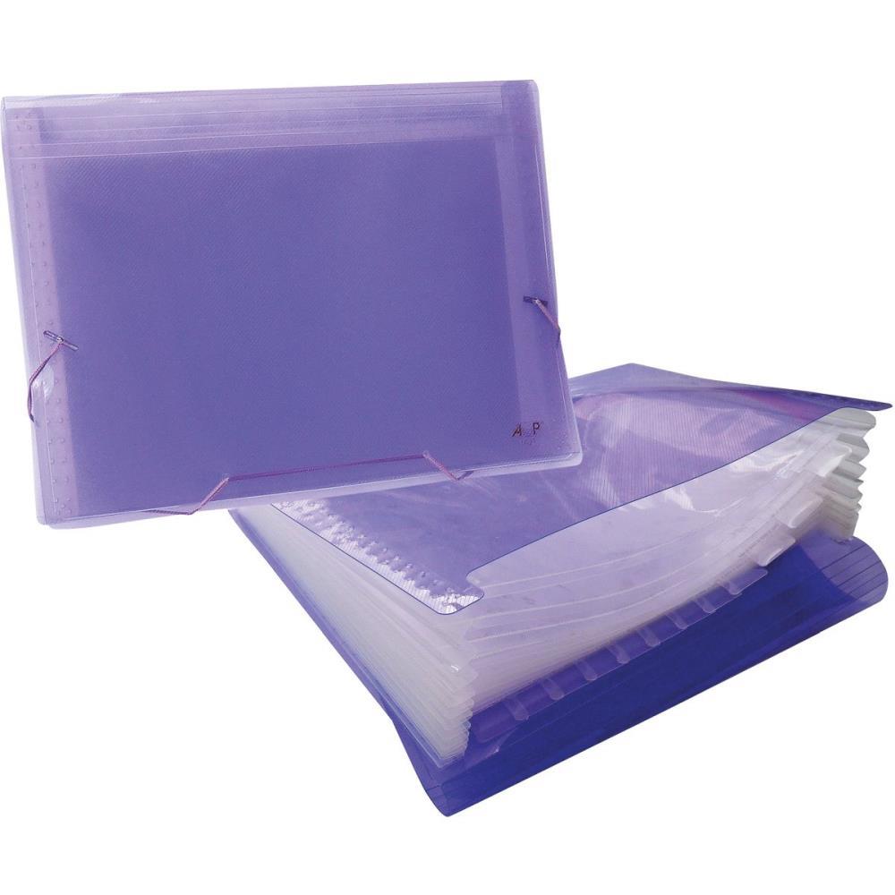 PASTA SANFONADA PLASTICA A4 12 DIVISOES LILAS ACP UNIDADE