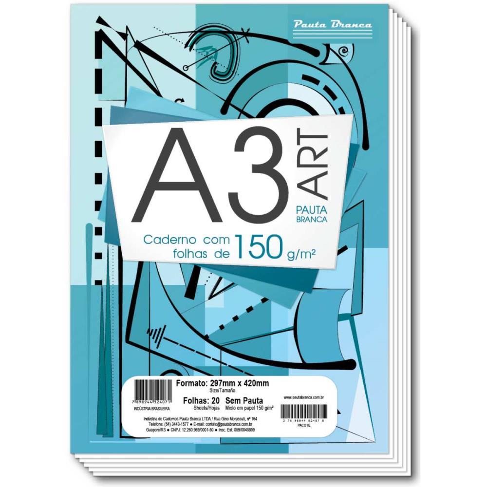 BLOCO TECNICO SEM MARGEM DESENHO A3 ART PB 20F.BR 150G PAUTA BRANCA PCT.C/05