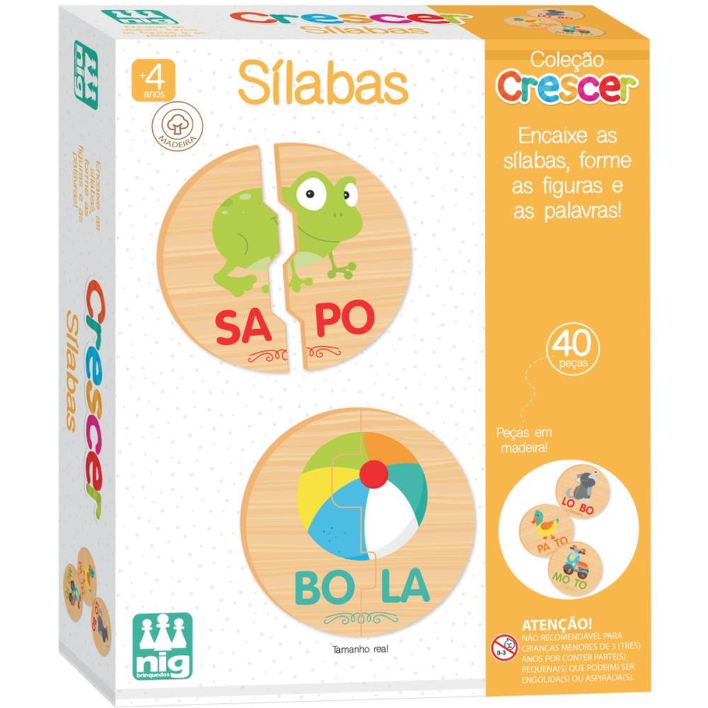 BRINQUEDO EDUCATIVO SILABAS EM MADEIRA 40PCS NIG BRINQUEDOS UNIDADE