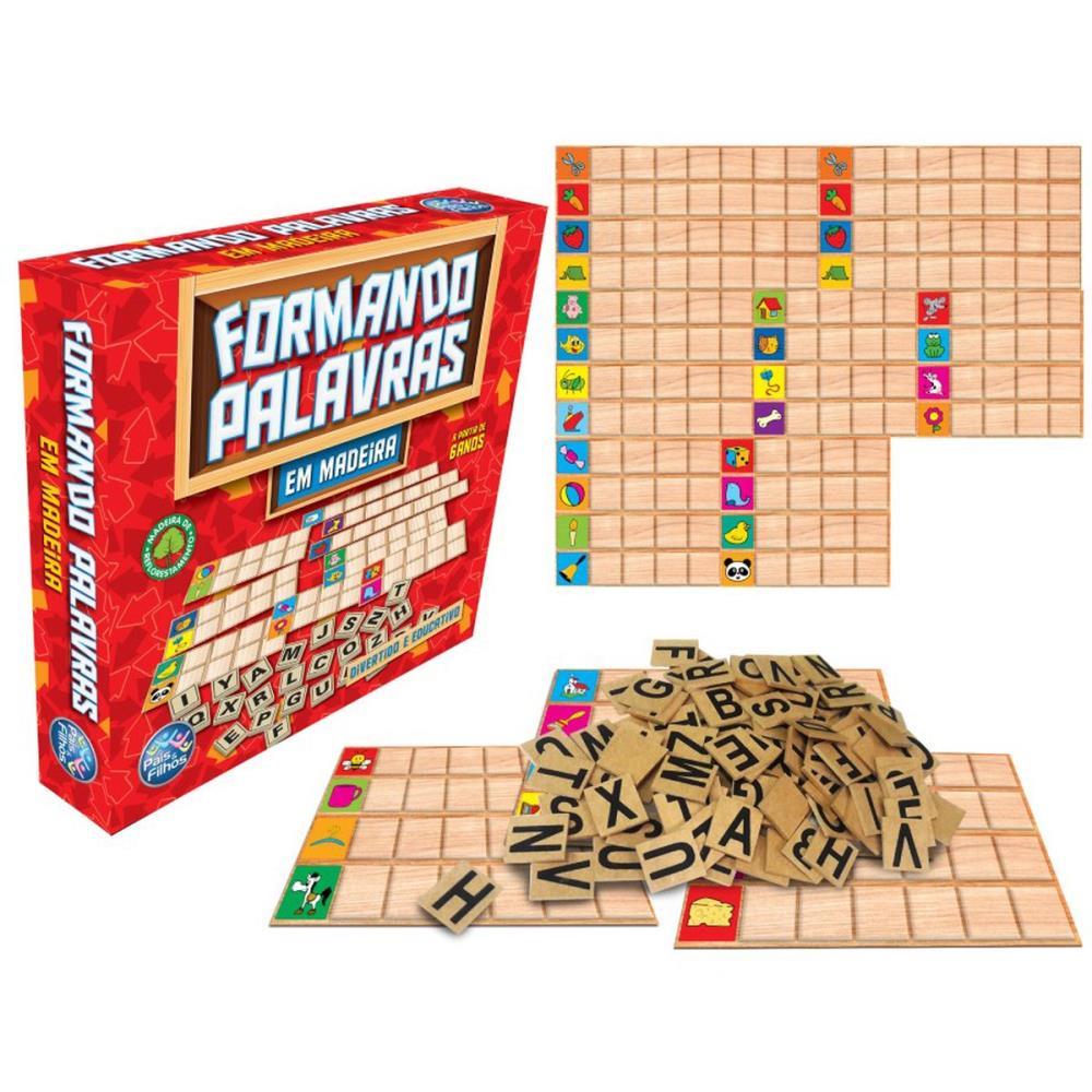 BRINQUEDO PEDAGOGICO MADEIRA FORMANDO PALAVRAS PAIS E FILHOS UNIDADE