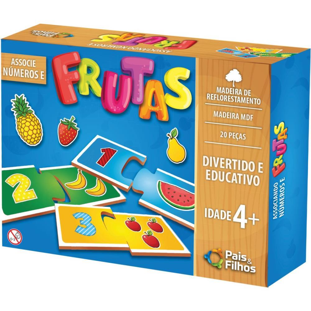 BRINQUEDO PEDAGOGICO MADEIRA ASSOCIE NUMEROS E FRUTAS PAIS E FILHOS UNIDADE