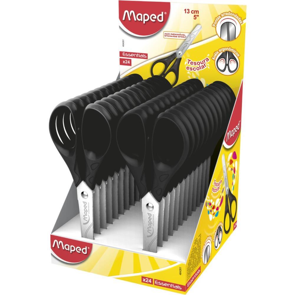 TESOURA ESCOLAR ESSENTIALS PRETA 13CM MAPED DP.C/24