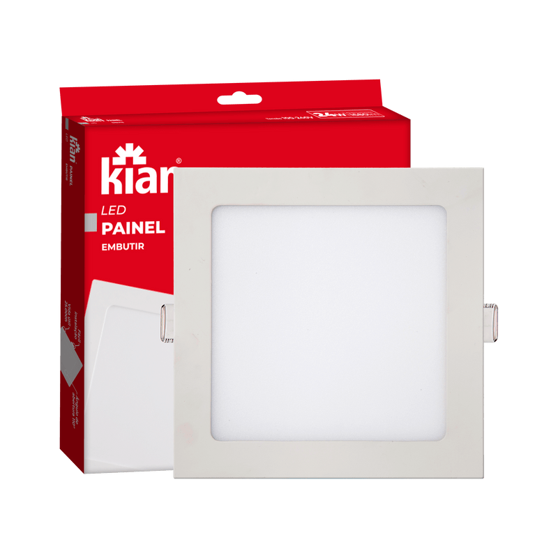 LUMINÁRIA LED PAINEL BKL QUADRADA EMBUTIR BRANCA 24W 6.000K BRANCA FRIA BIVOLT KIAN