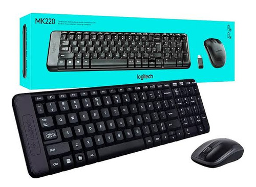 Kit Teclado e Mouse Logitech Mk220 Preto Sem Fio 920-004431-C