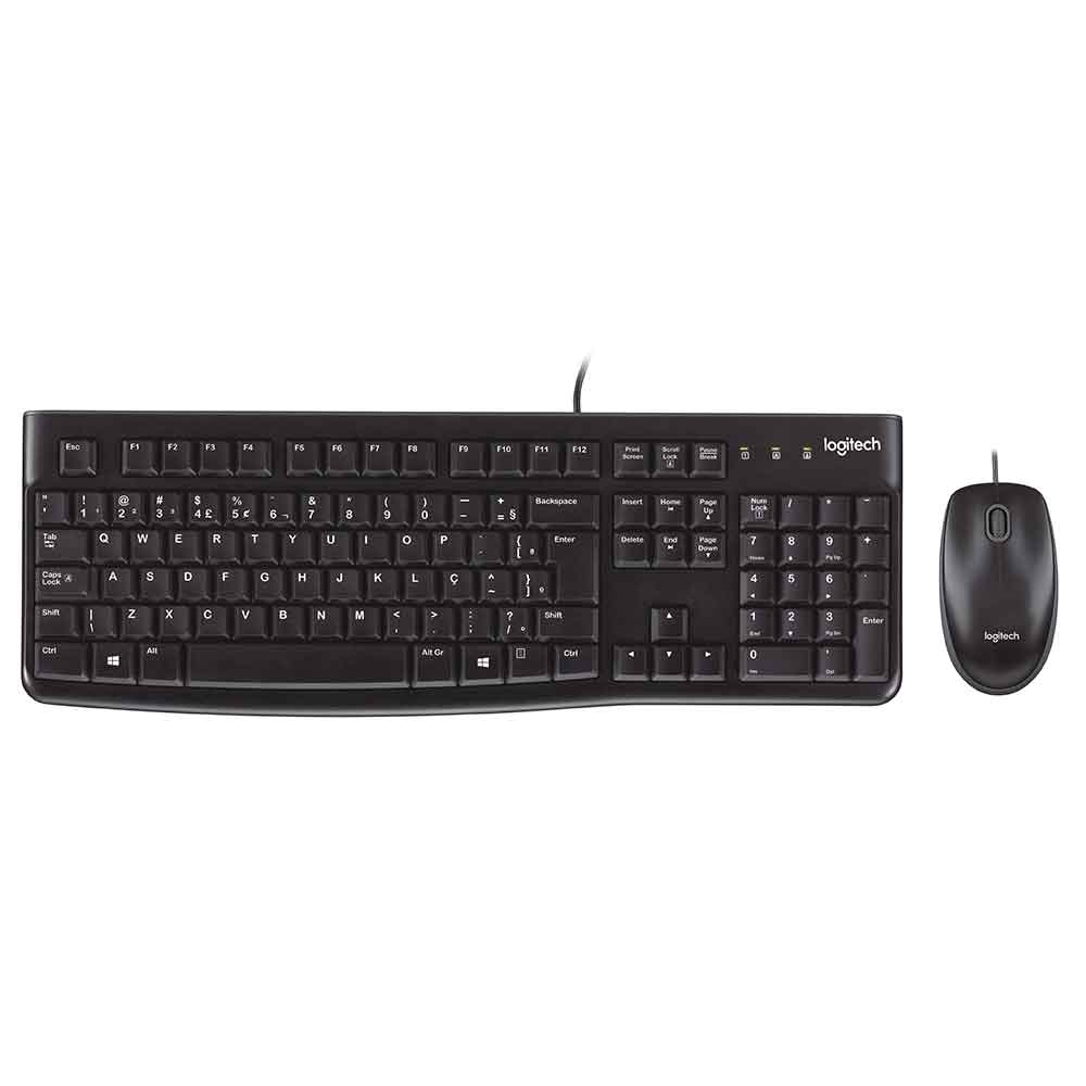 KIT MOUSE E TECLADO LOGITECH MK120 COM FIO USB PTO