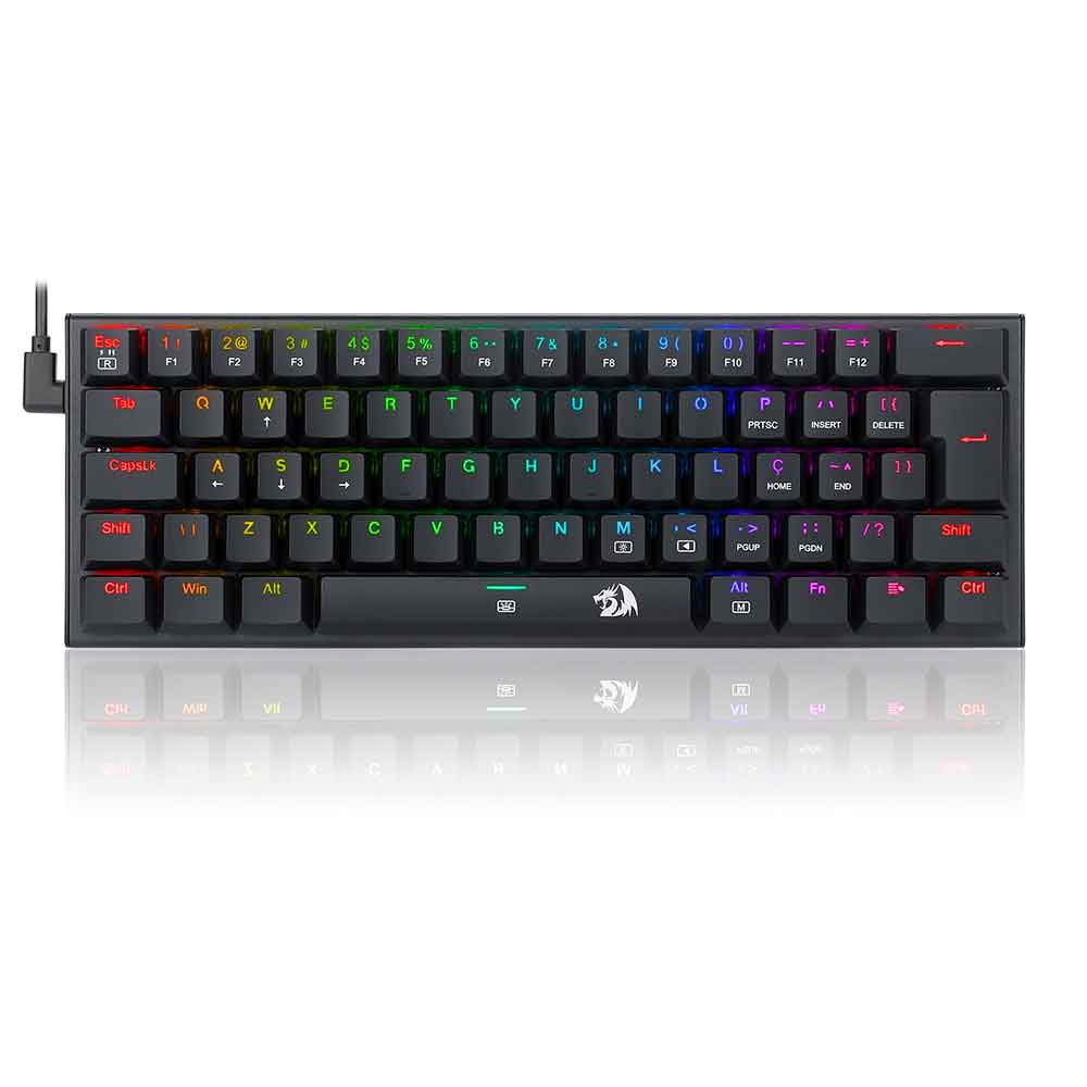 TECLADO MECANICO GAMER REDRAGON ANIVIA PRETO RGB COM SWITCH MARROM ABNT-2  K614-RGB (PT-BROWN)